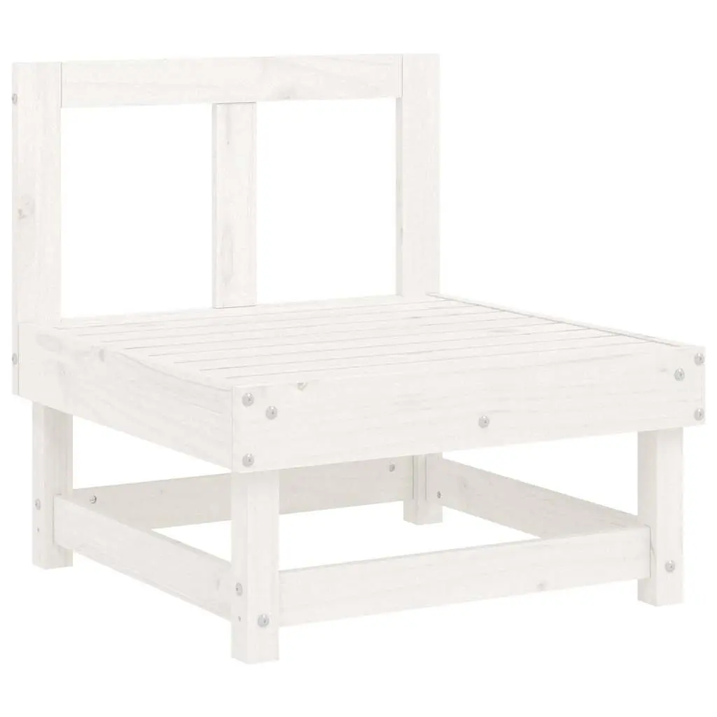 Outdoor Middle Sofa Section White Solid Pine Wood Garden Patio Furniture Modular