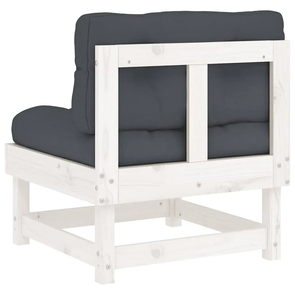 Outdoor Middle Sofa Section White Solid Pine Wood Garden Patio Furniture Modular