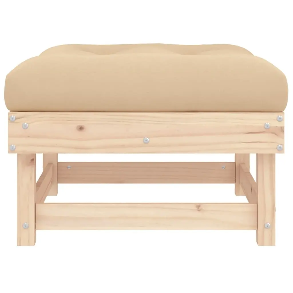 Garden Footstool with Cushion Outdoor Seating Patio Lounge Slatted Design