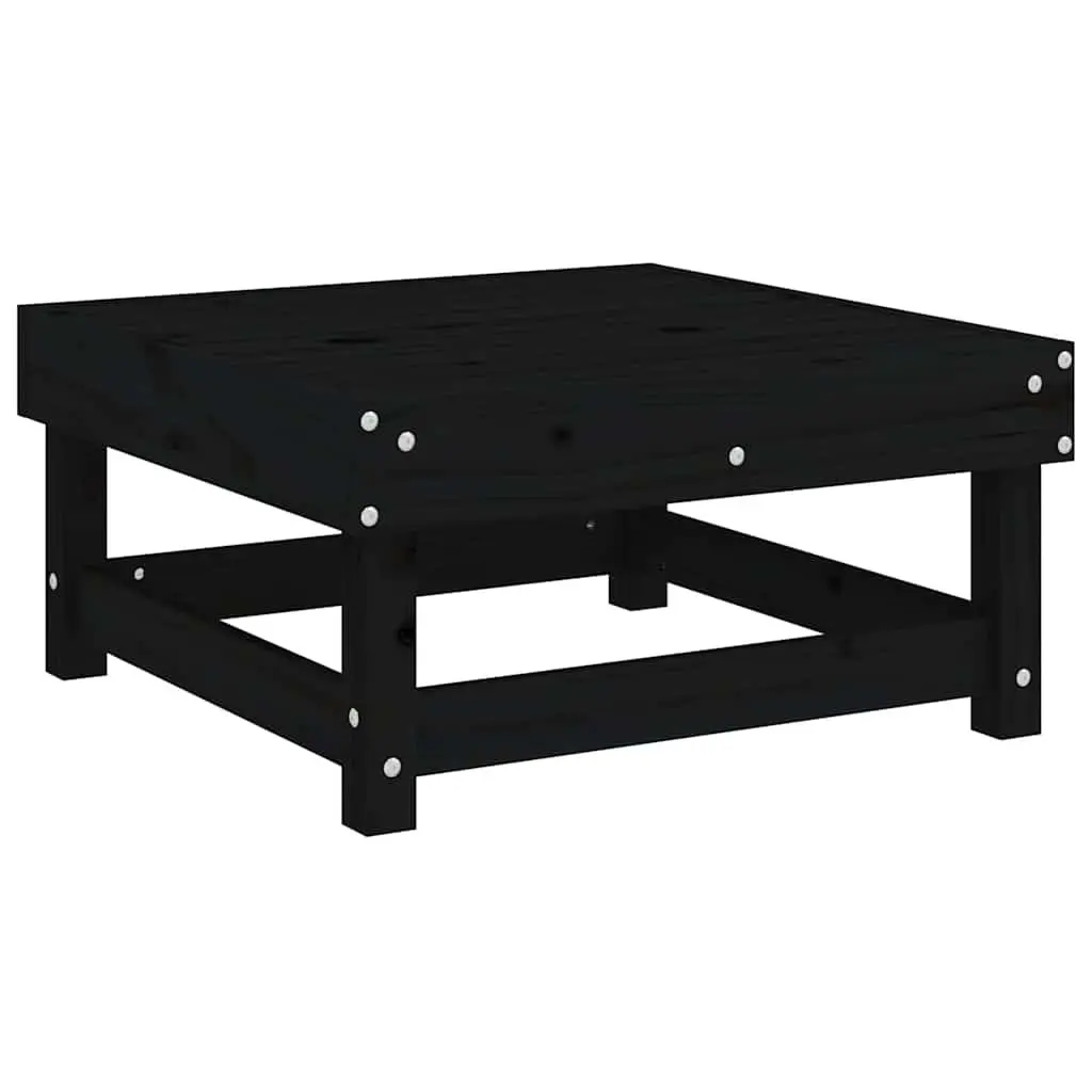 Garden Footstool Black Wooden Frame with Cushion