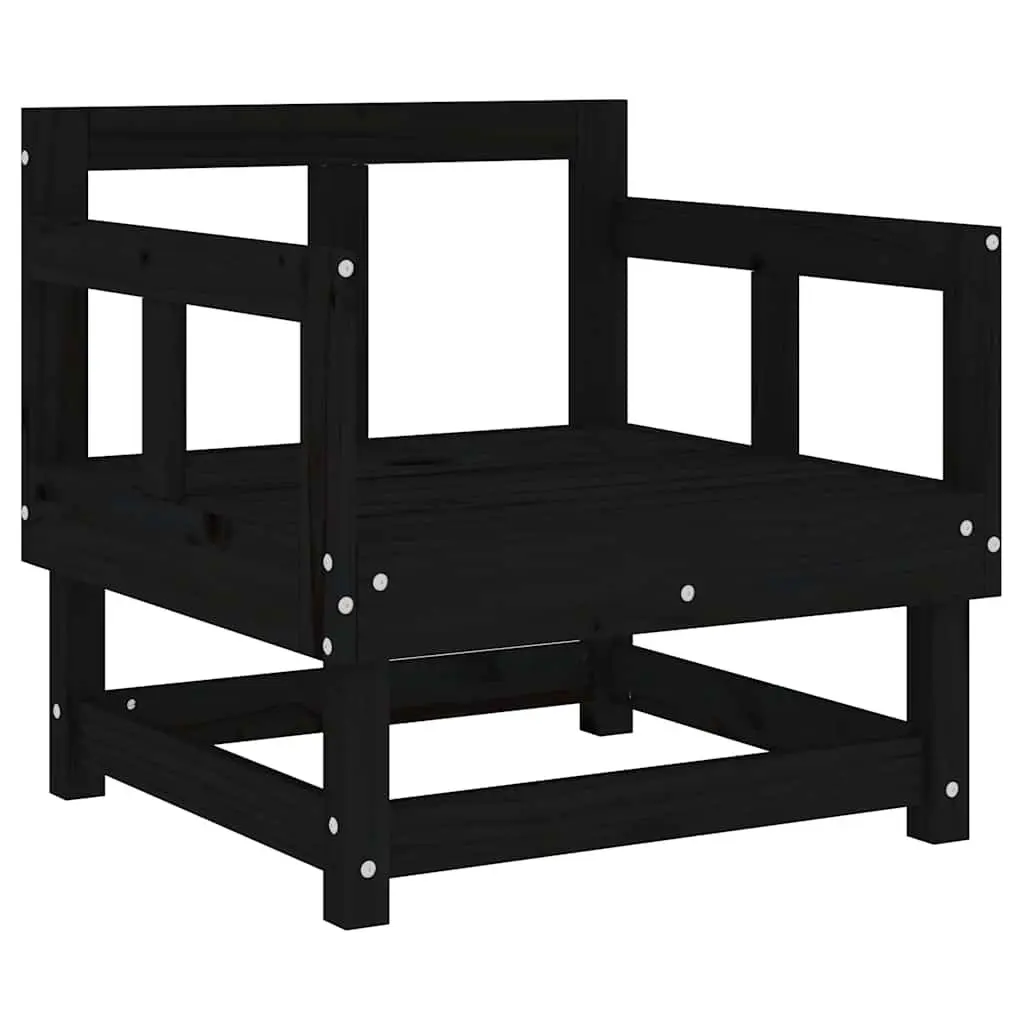 Garden Chairs with Cushions 2 pcs Black Wood Outdoor Seating Patio Lounge Set
