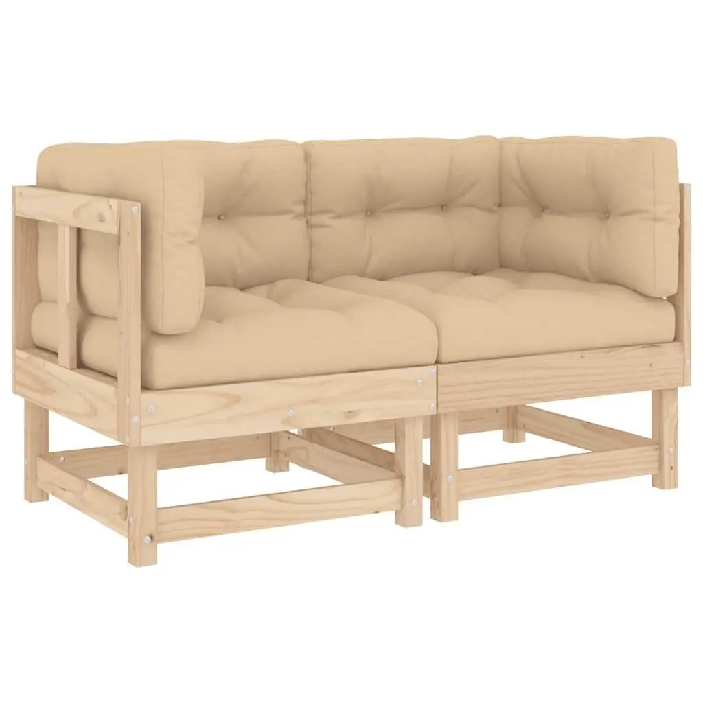 Corner Sectional Sofa with Cushions Solid Wood Pine Outdoor 2 Piece