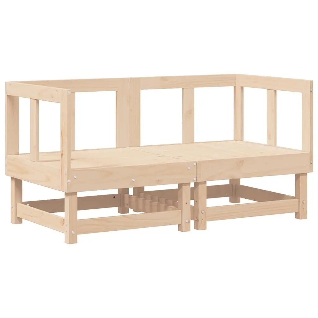 Corner Sectional Sofa with Cushions Solid Wood Pine Outdoor 2 Piece