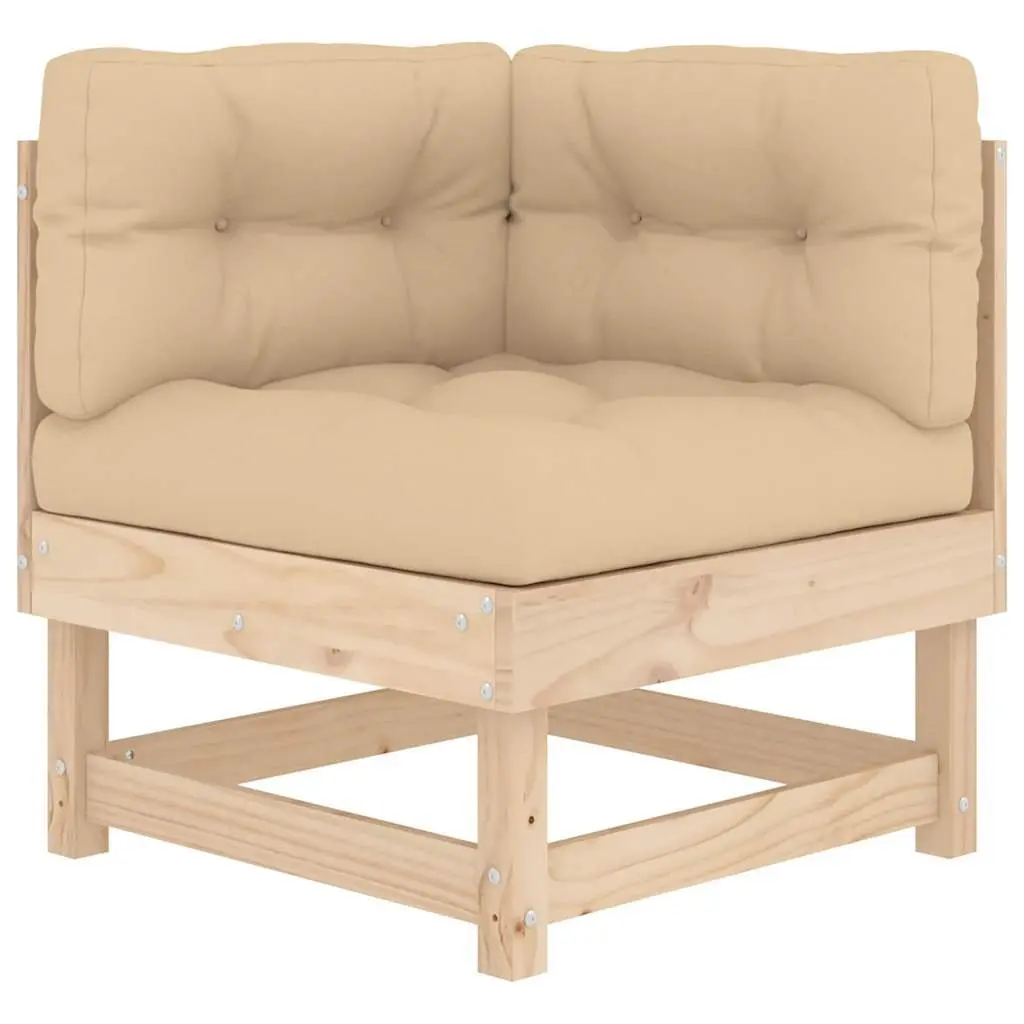 Corner Sectional Sofa with Cushions Solid Wood Pine Outdoor 2 Piece