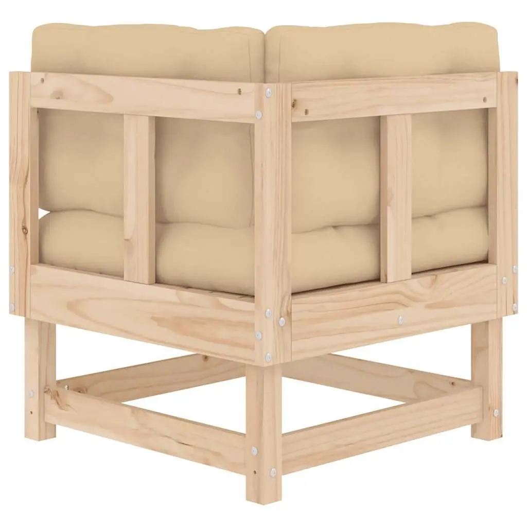 Corner Sectional Sofa with Cushions Solid Wood Pine Outdoor 2 Piece