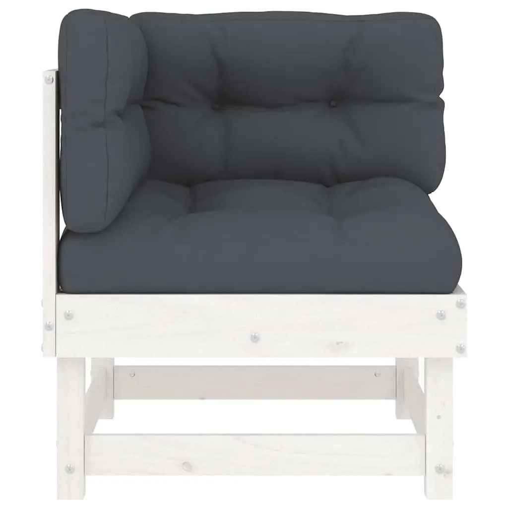 Corner Sofa Units 2 pcs White Solid Wood Pine Outdoor Patio Garden Sectional