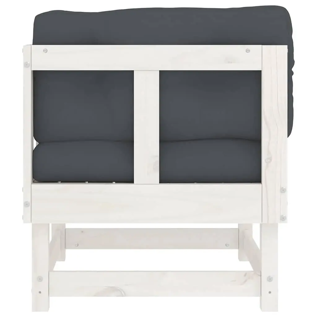 Corner Sofa Units 2 pcs White Solid Wood Pine Outdoor Patio Garden Sectional