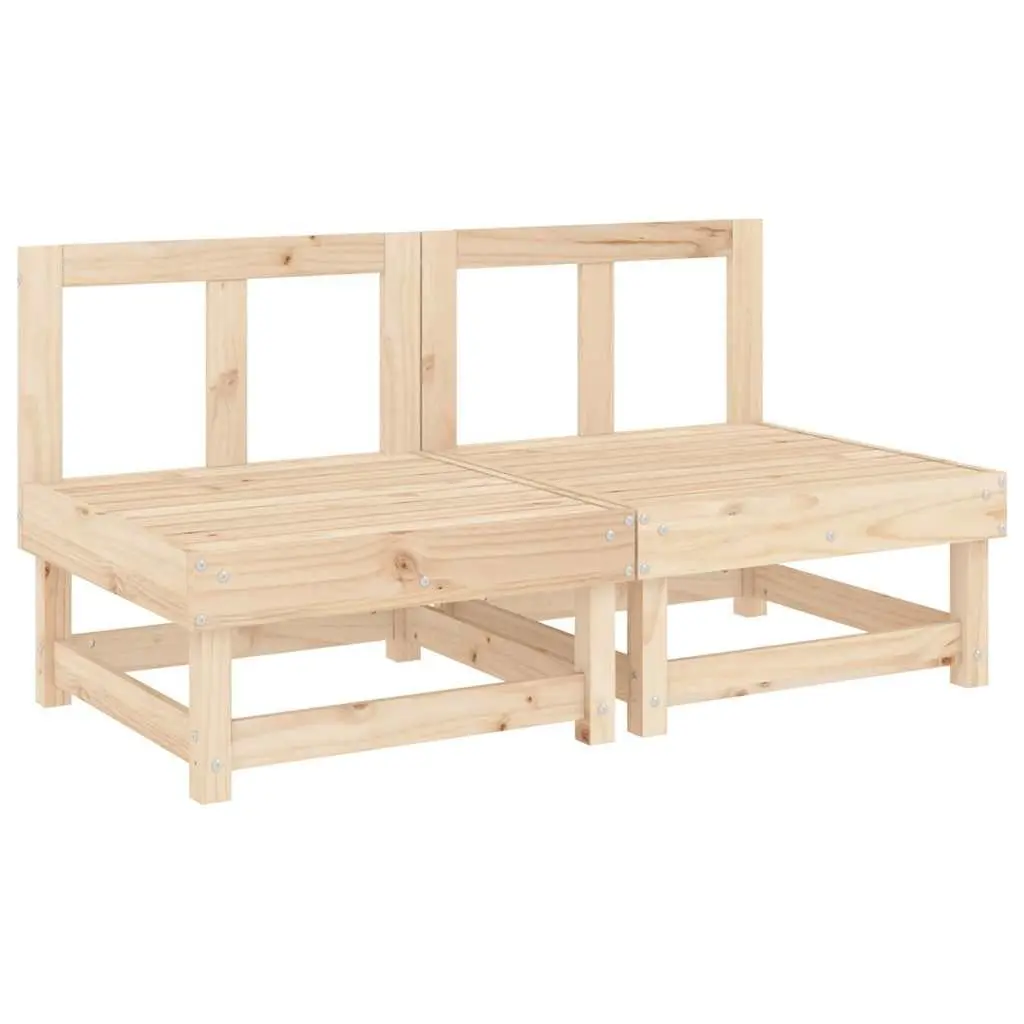Outdoor Middle Sofas with Cushions 2 pcs Solid Pine Wood Brown Garden Seating