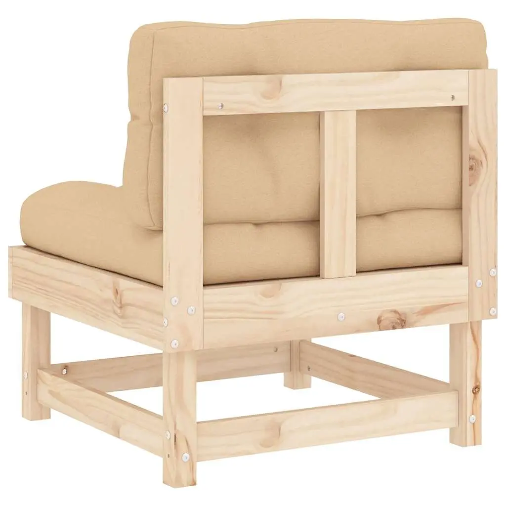 Outdoor Middle Sofas with Cushions 2 pcs Solid Pine Wood Brown Garden Seating
