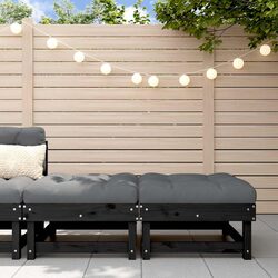 Your Outdoor Comfort Solution: Black Wooden Footstools with Cushions