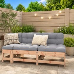 Outdoor Middle Sectional Sofa Garden Patio Seating Douglas Wood Modular Unit