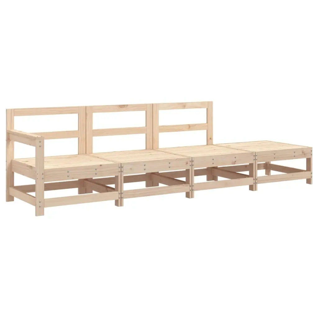 Garden Lounge Set 4 Piece Outdoor Sectional Sofa Solid Pine Wood Patio Furniture