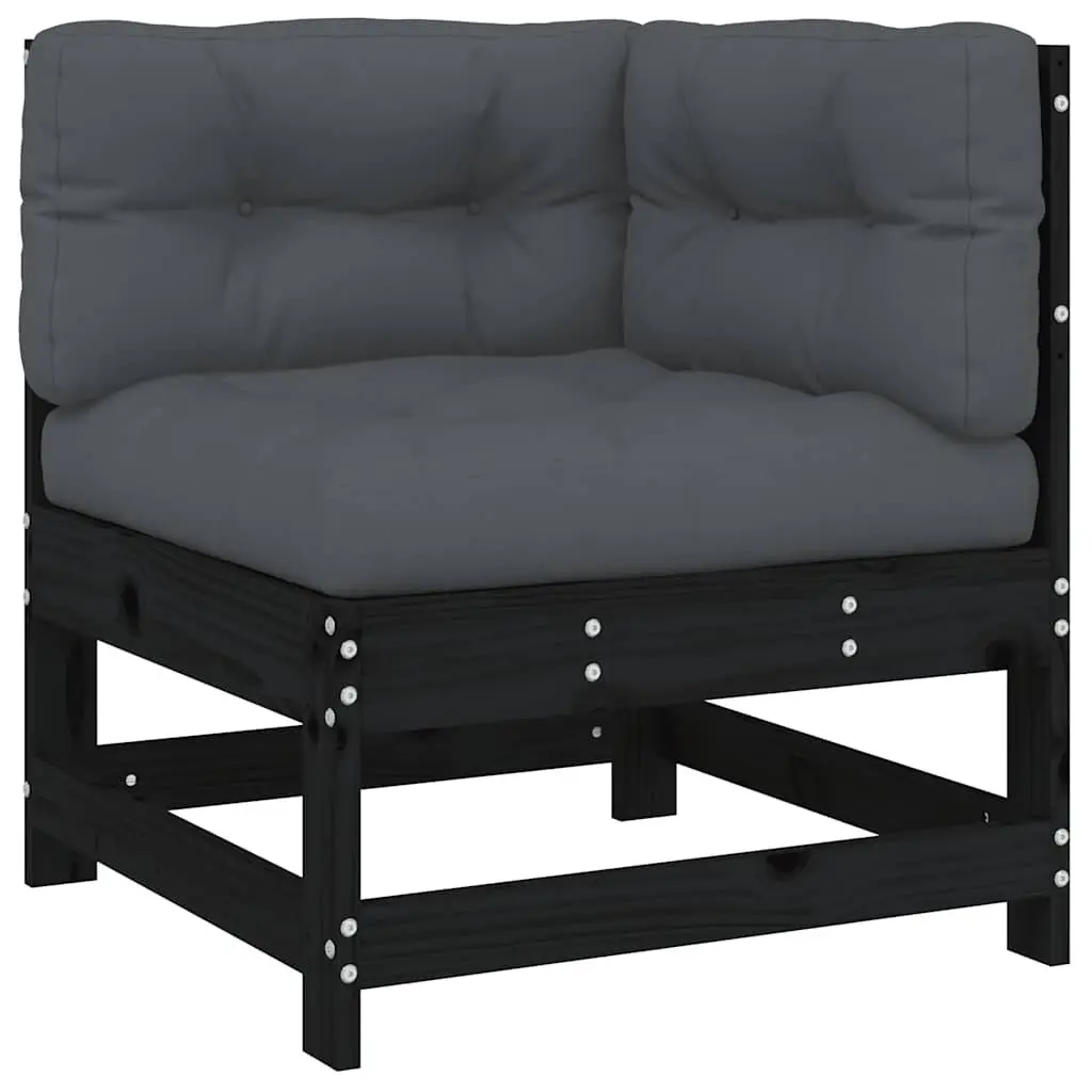 Black Corner Sofa with Cushions