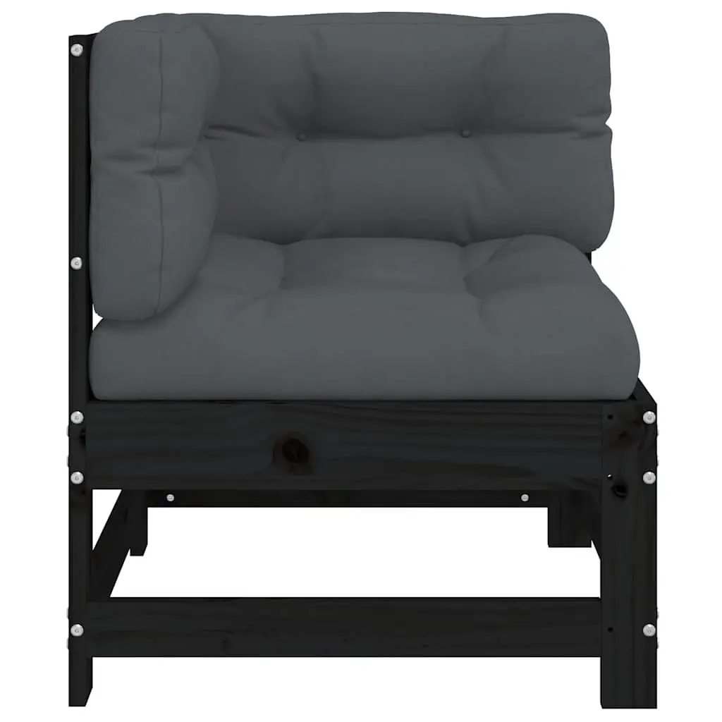 Black Corner Sofa with Cushions