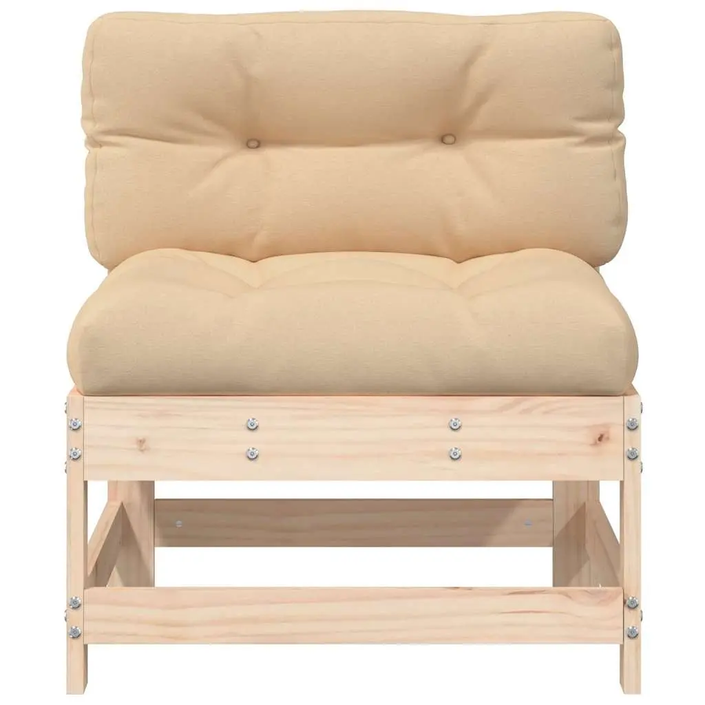 Outdoor Sectional Middle Sofa Solid Wood Pine Frame Cushions Garden Patio