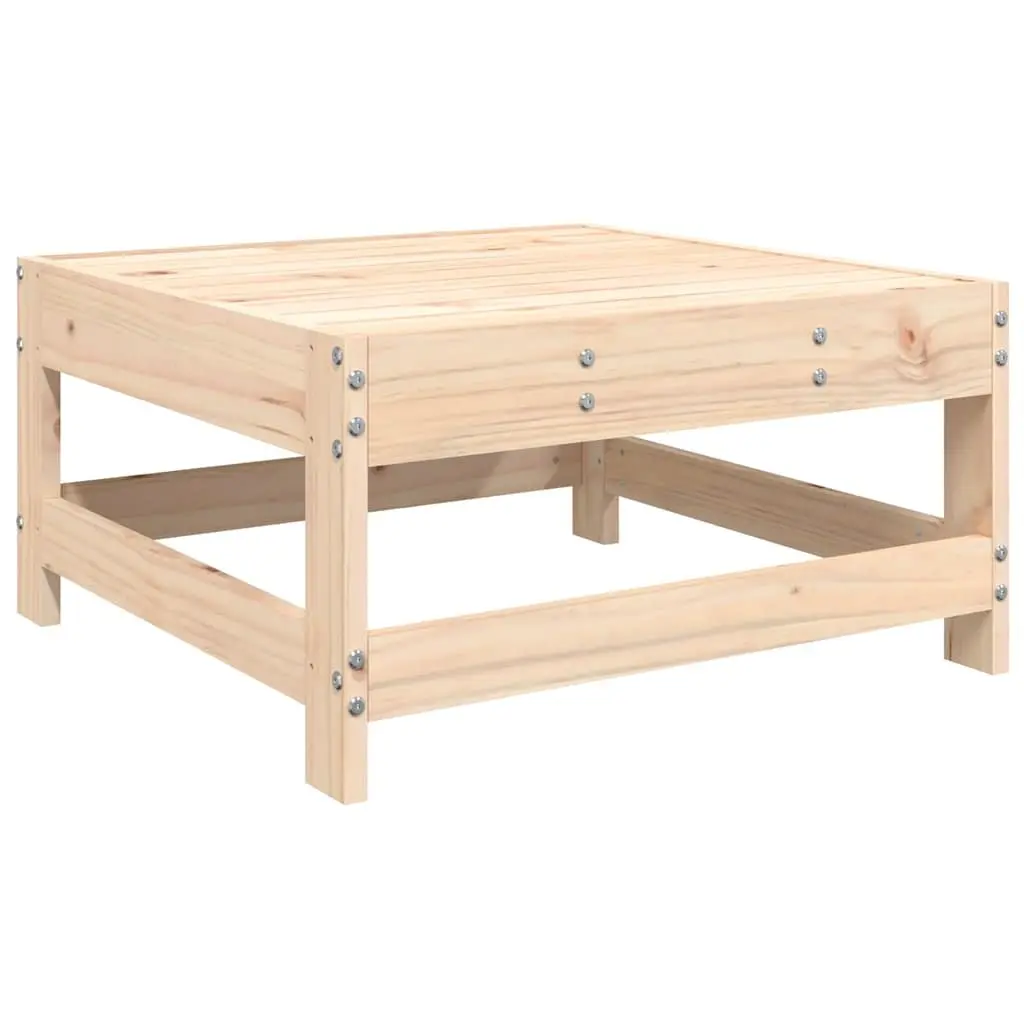 Garden Footstool with Cushion Slatted Design Solid Wood Pine Outdoor Patio
