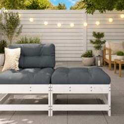 Your New Favorite Garden Footstool with Cushion in White