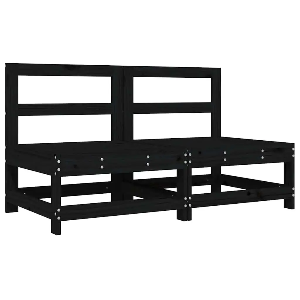 Outdoor Middle Sectional Sofa with Cushions Black Pine 2 Piece
