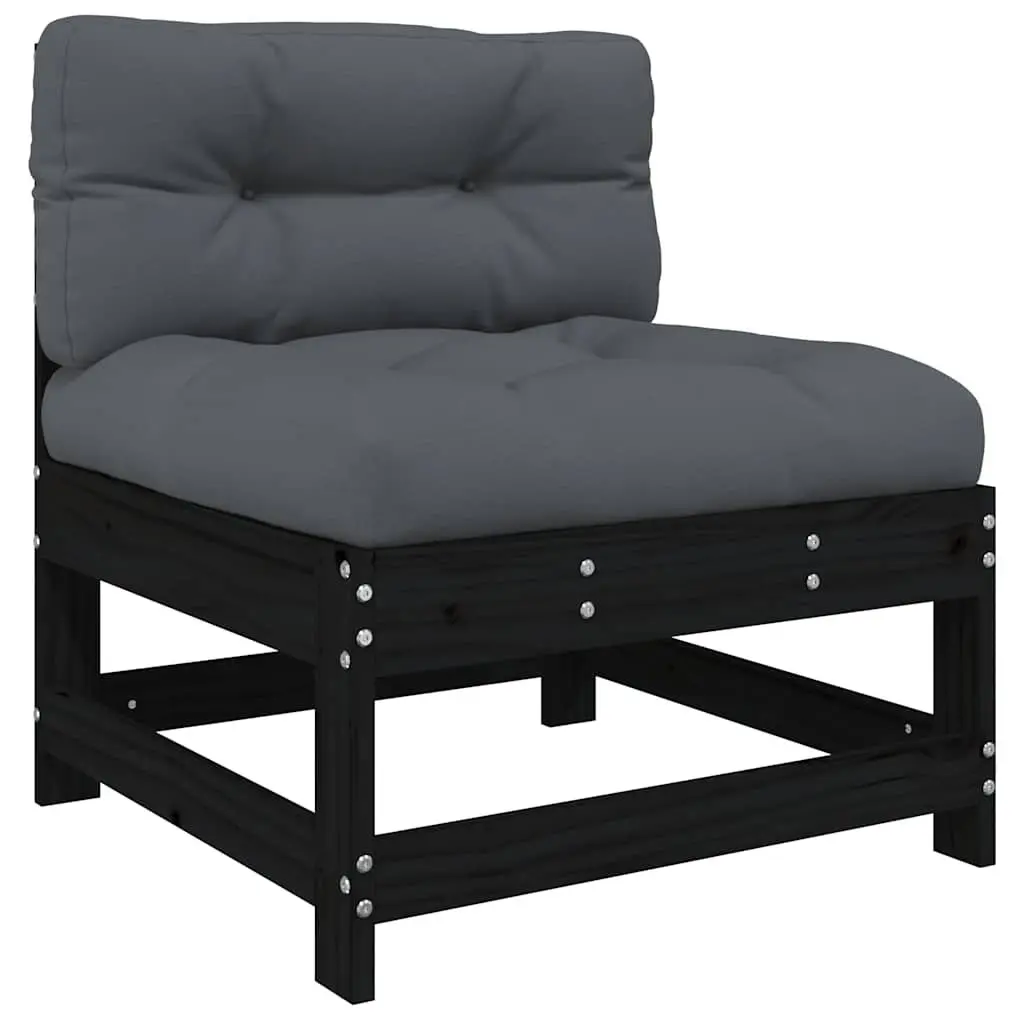 Outdoor Middle Sectional Sofa with Cushions Black Pine 2 Piece