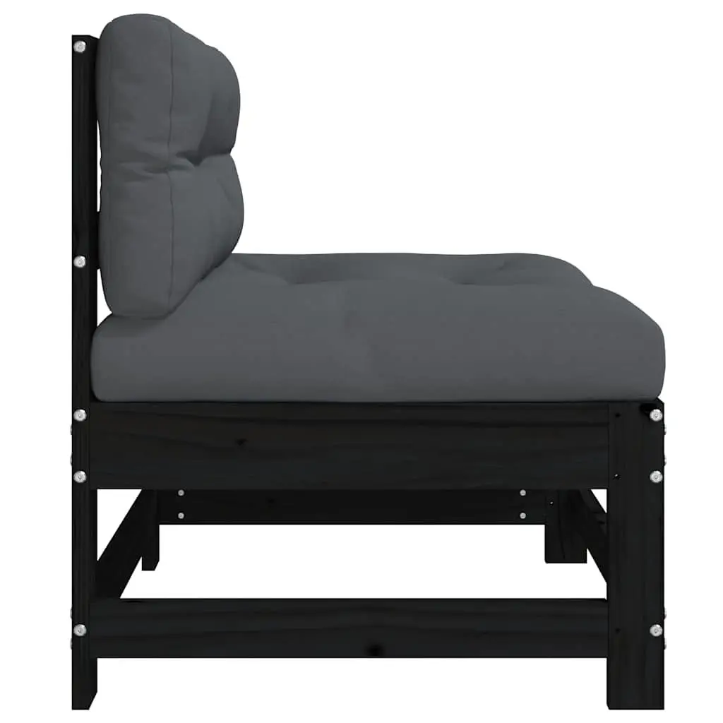 Outdoor Middle Sectional Sofa with Cushions Black Pine 2 Piece
