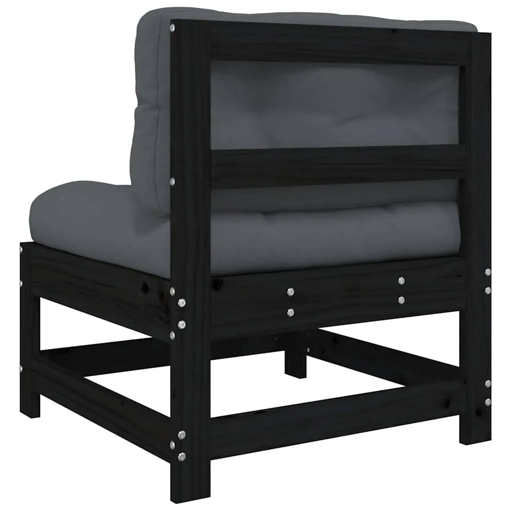Outdoor Middle Sectional Sofa with Cushions Black Pine 2 Piece