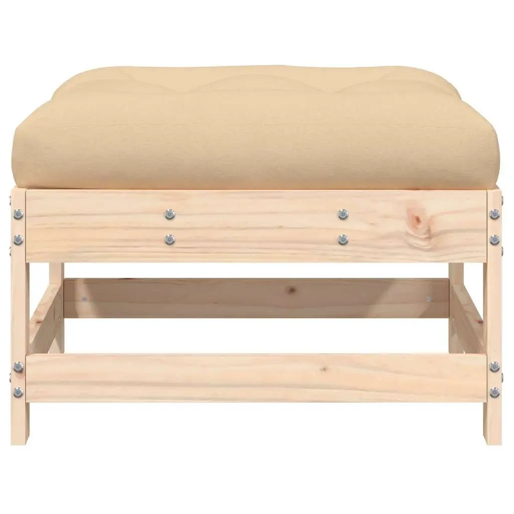 Garden Footstools Brown Wooden with Cushions 2pcs Outdoor Seating