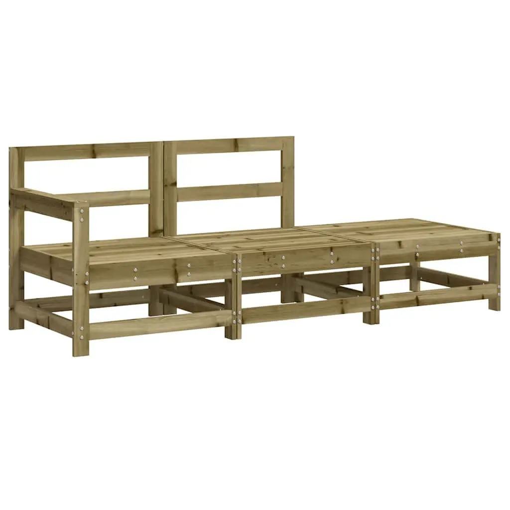 Garden Lounge Set 3 Piece Outdoor Sectional Sofa with Cushions Wood Patio