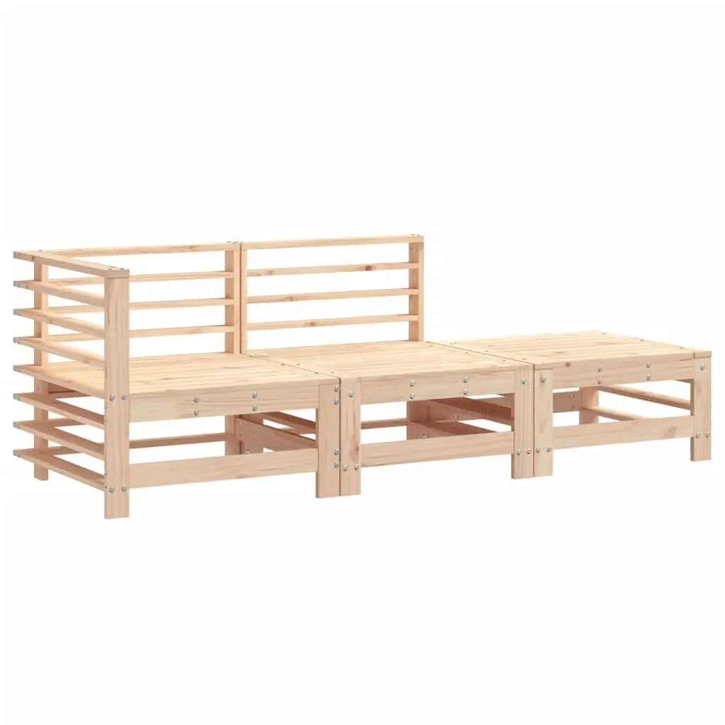 3 Piece Garden Lounge Set Solid Wood Pine Outdoor Sectional Sofa Patio Furniture