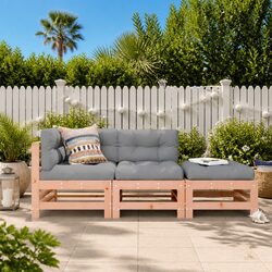 3 Piece Garden Lounge Set Solid Wood Outdoor Sectional Slatted Patio Furniture