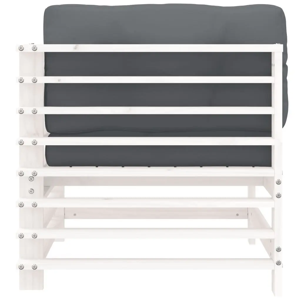 Corner Sofa with Cushions White Solid Pine Wood Outdoor Sectional Patio Garden