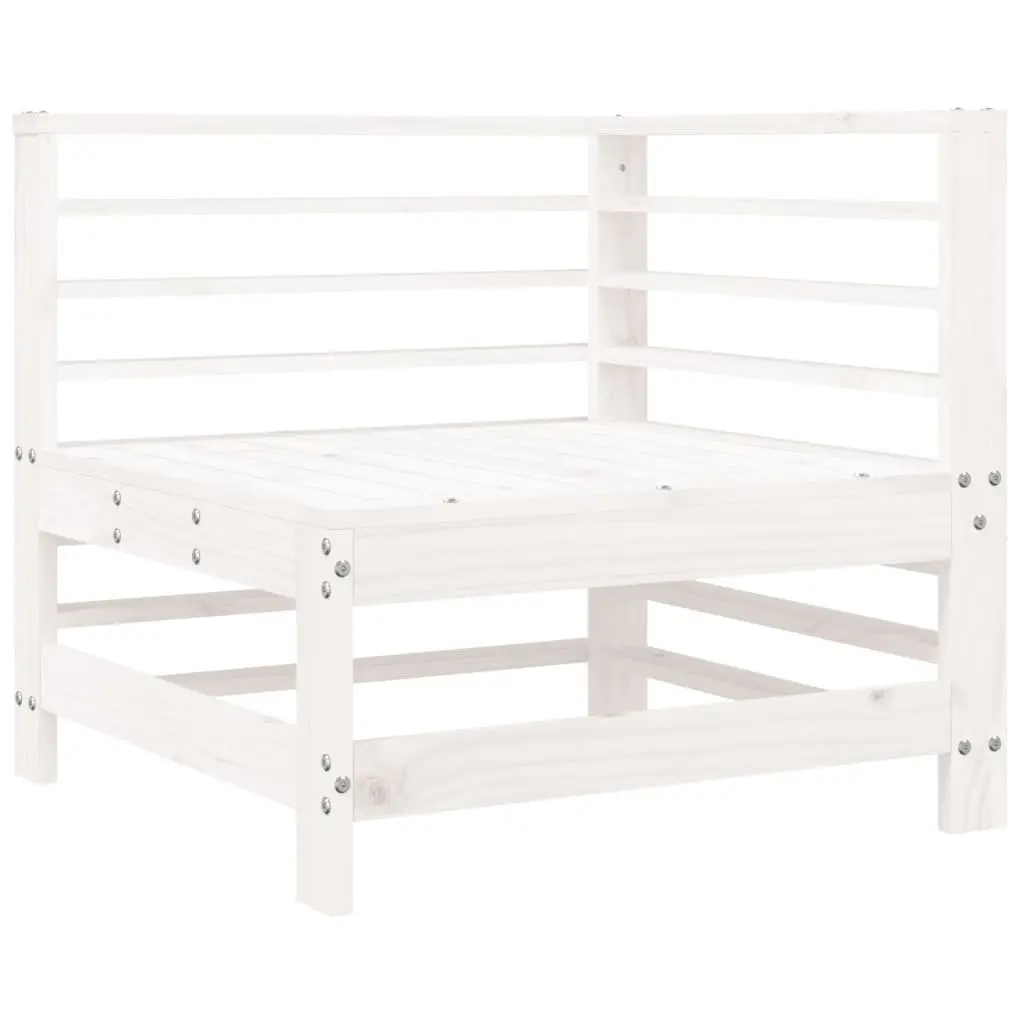 Corner Sofa with Cushions White Solid Pine Wood Outdoor Sectional Patio Garden