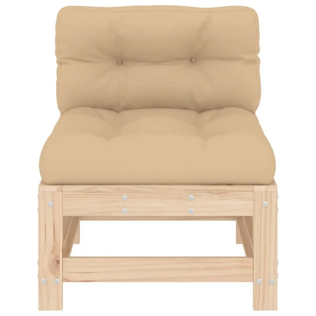 Outdoor Middle Sofa with Cushions Solid Wood Pine Garden Patio Sectional Seating