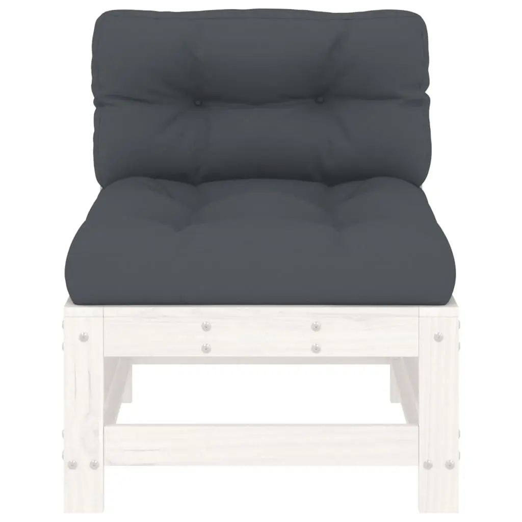 Middle Sofa with Cushions White Wooden Outdoor Sectional Garden Patio Seating