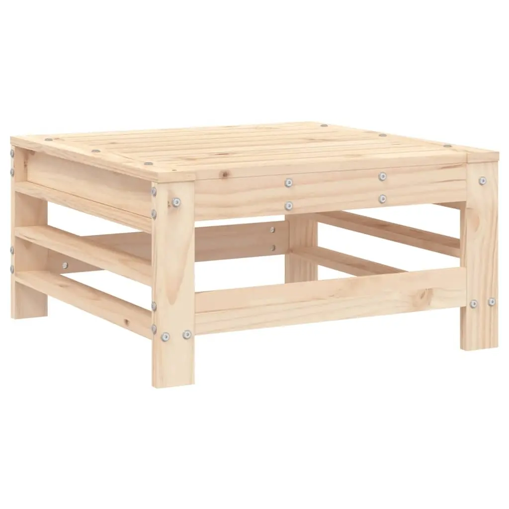Garden Footstool with Cushion Solid Pine Wood Outdoor Patio Seating Furniture