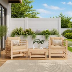 Garden Chairs with Cushions 2 pcs Outdoor Seating Solid Wood Pine Patio