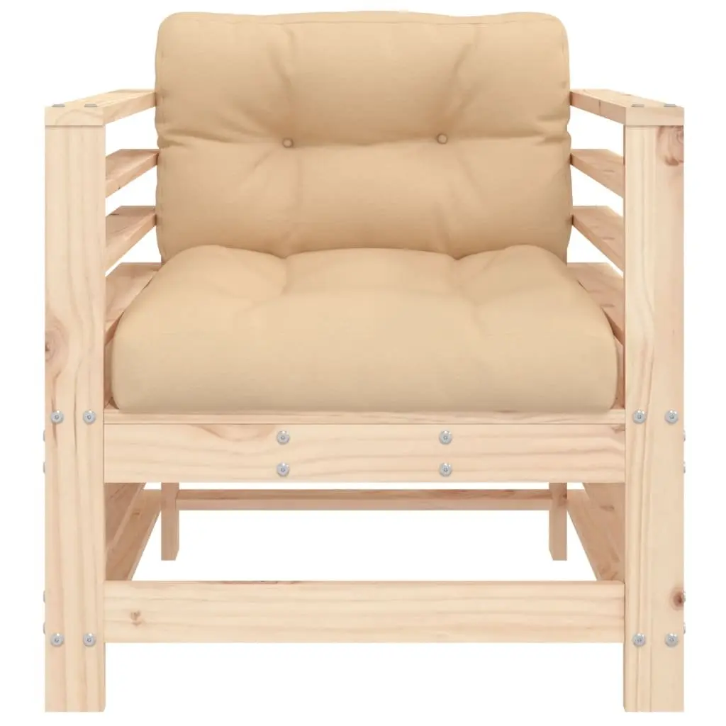 Garden Chairs with Cushions 2 pcs Outdoor Seating Solid Wood Pine Patio