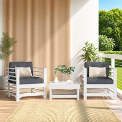 Garden Chairs with Cushions 2 pcs White Solid Wood Pine Patio Seating