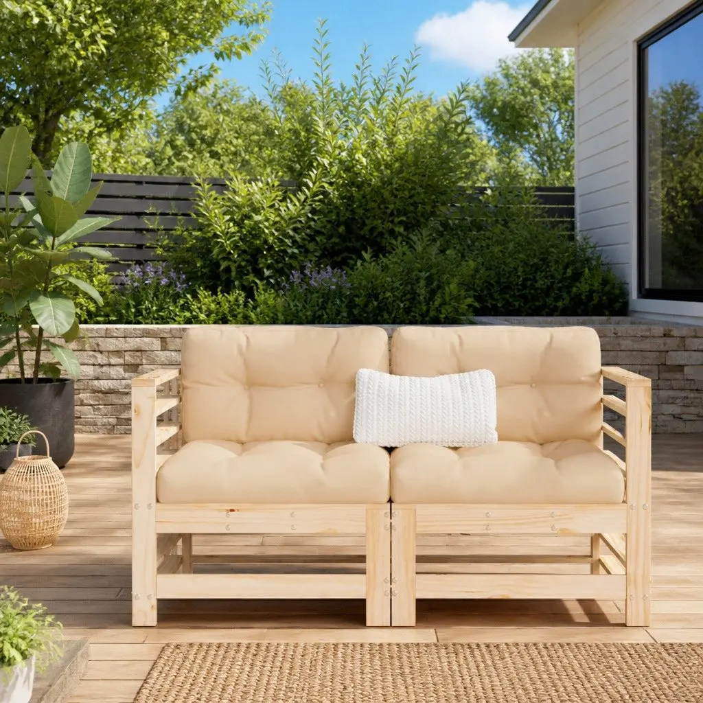 Outdoor Corner Sofas Set 2 pcs Garden Patio Seating Sectional with Cushions