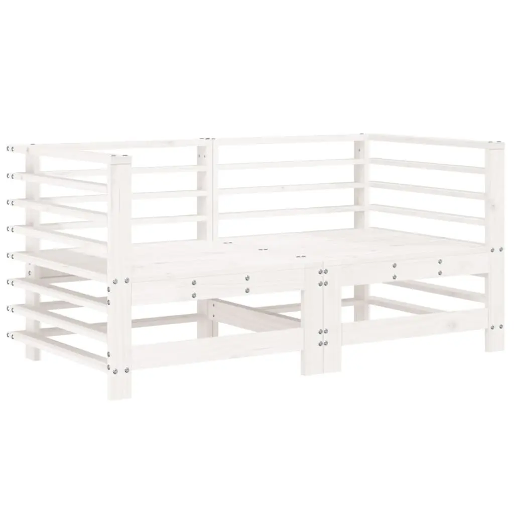 Corner Sofa Sectional Unit Solid Wood Pine White Cushions Outdoor Garden Patio 2 Piece