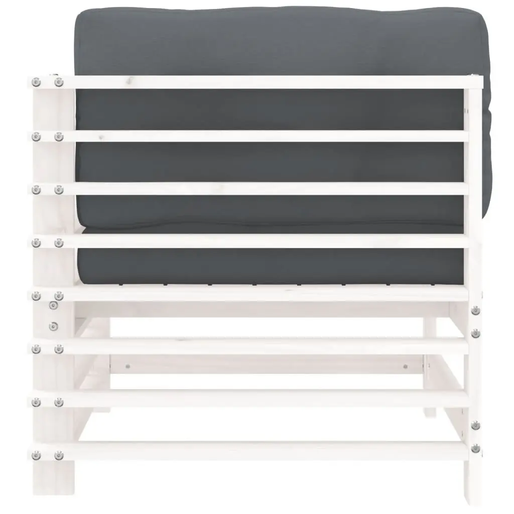 Corner Sofa Sectional Unit Solid Wood Pine White Cushions Outdoor Garden Patio 2 Piece