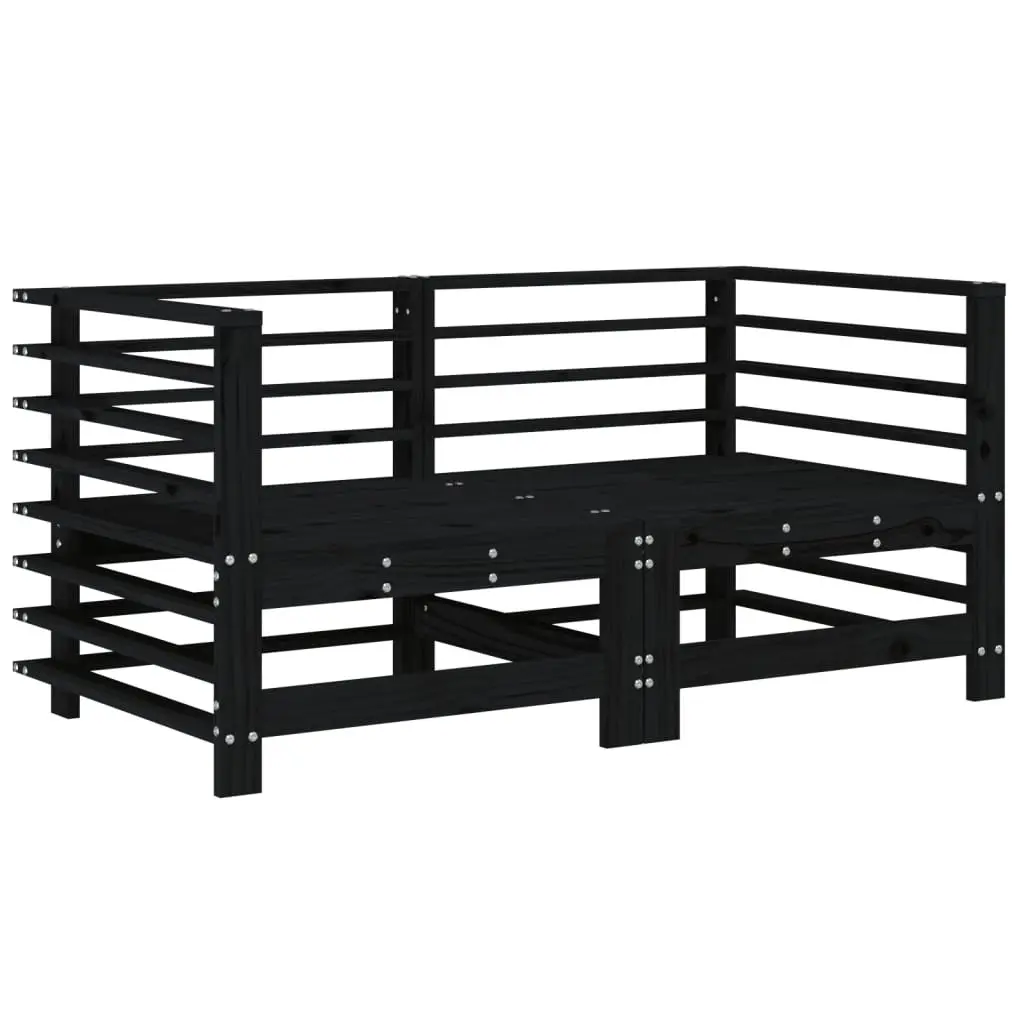 Corner Sectional Outdoor Sofa 2 pcs Black with Cushions Garden Patio Seating