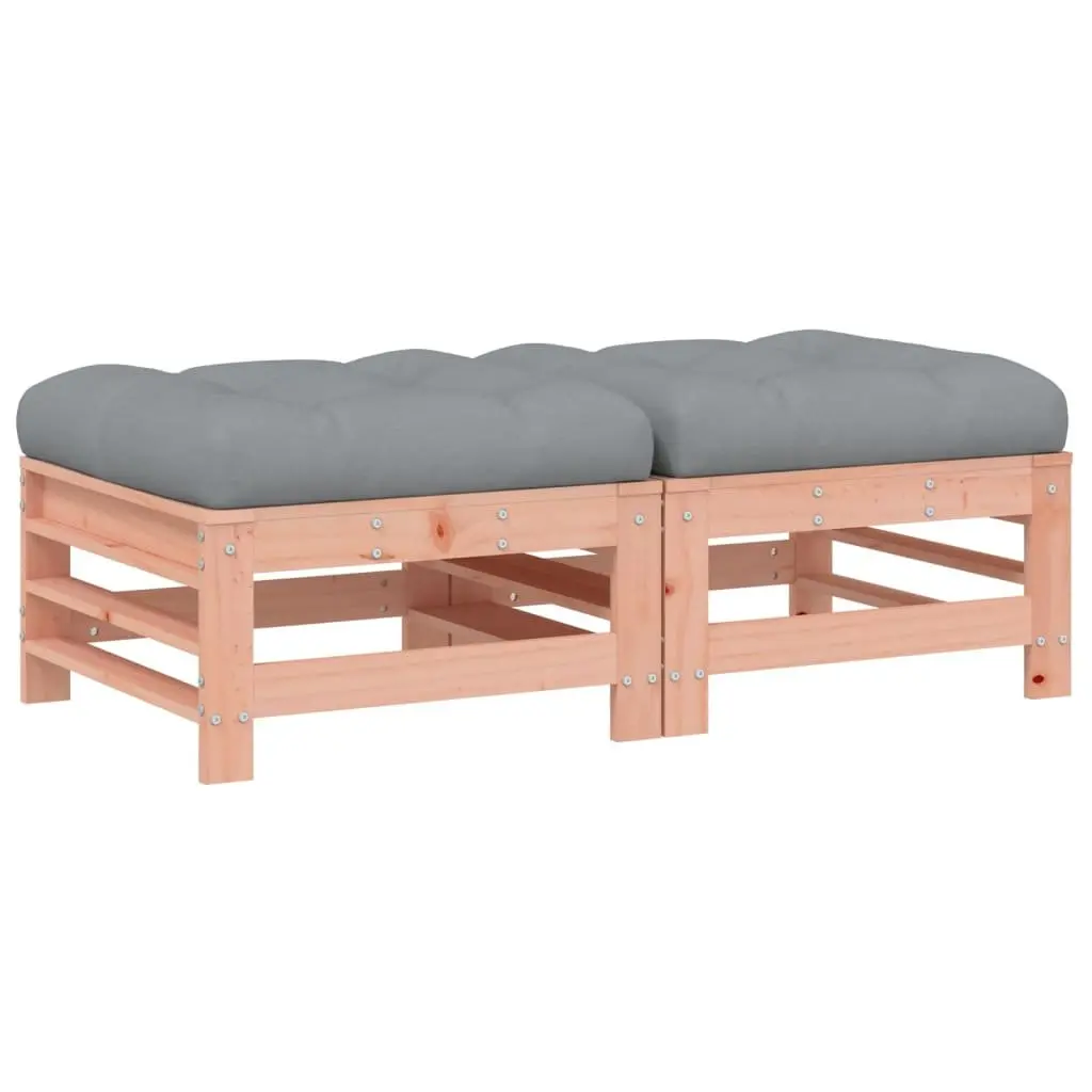 Garden Footstools with Cushions 2pcs Outdoor Seating Patio Furniture Brown