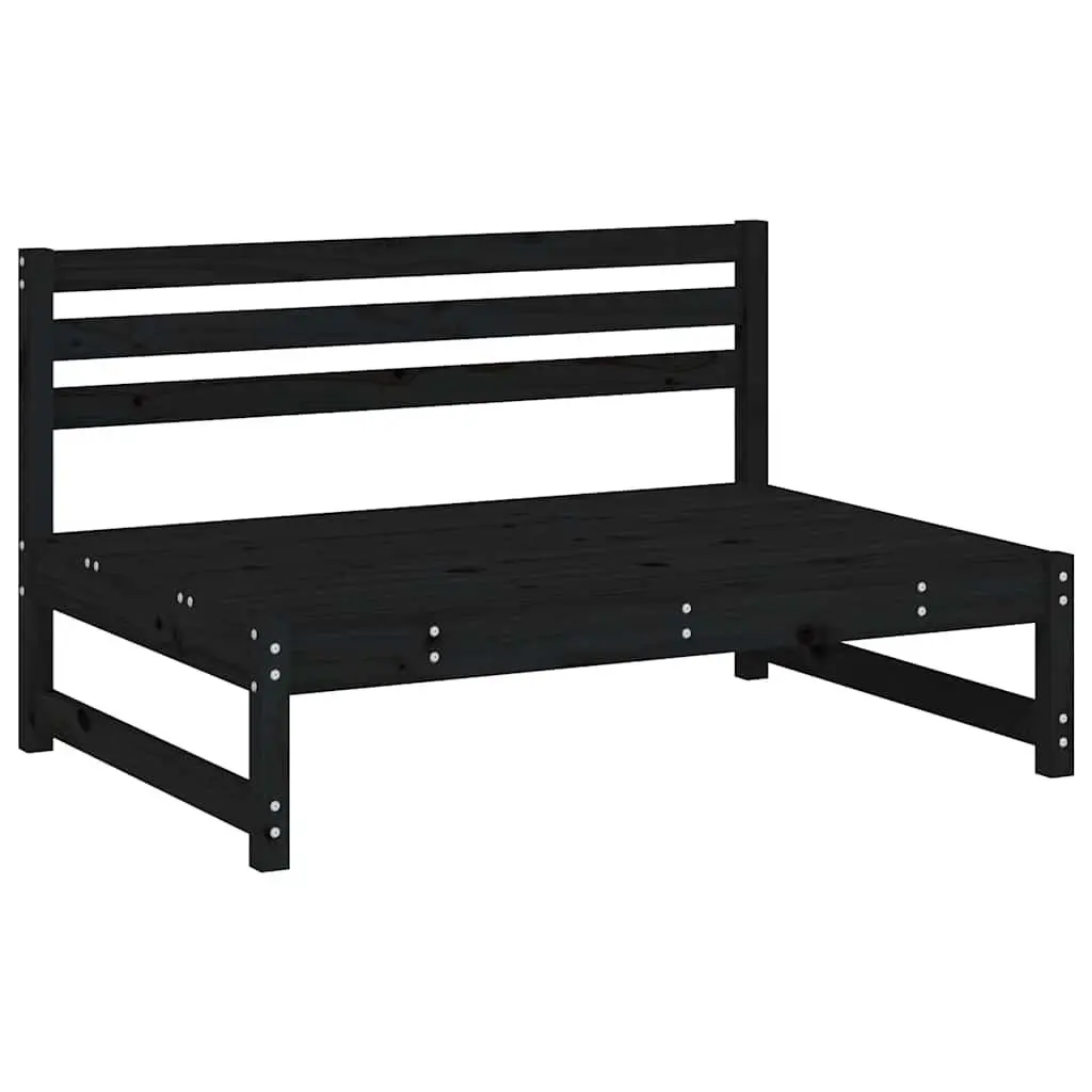 Outdoor Modular Middle Sofa Section Black Cushioned 120 x 80 cm