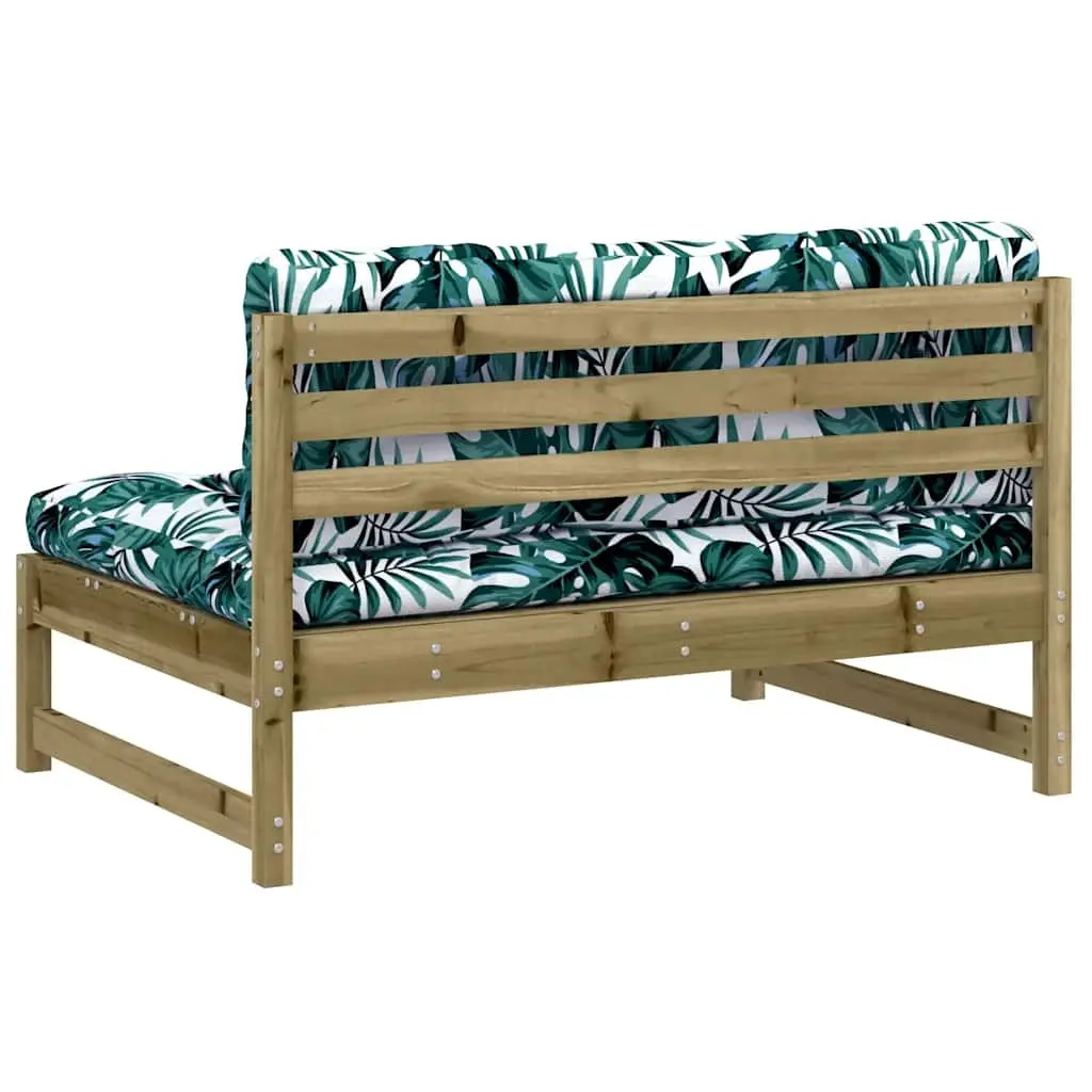 Outdoor Middle Sofa 120x80 cm Impregnated Pine Wood Patio Sectional Seating