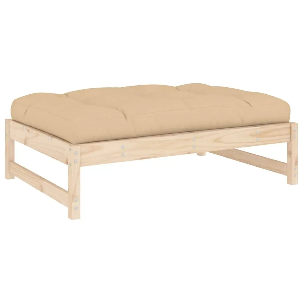 Garden Footstool Outdoor Sectional Sofa Unit Slatted Wood Patio Seating 120x80cm