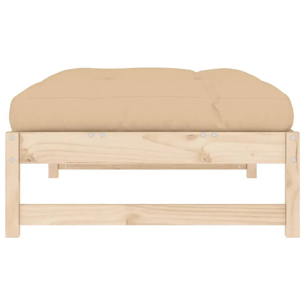 Garden Footstool Outdoor Sectional Sofa Unit Slatted Wood Patio Seating 120x80cm