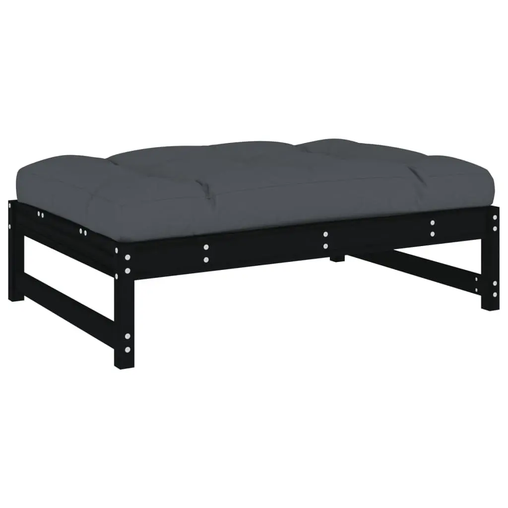 Garden Footstool Ottoman Black 120x80 cm Solid Wood Pine Slatted Design