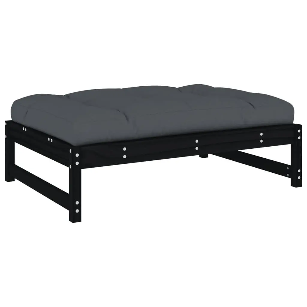 Garden Footstool Ottoman Black 120x80 cm Solid Wood Pine Slatted Design