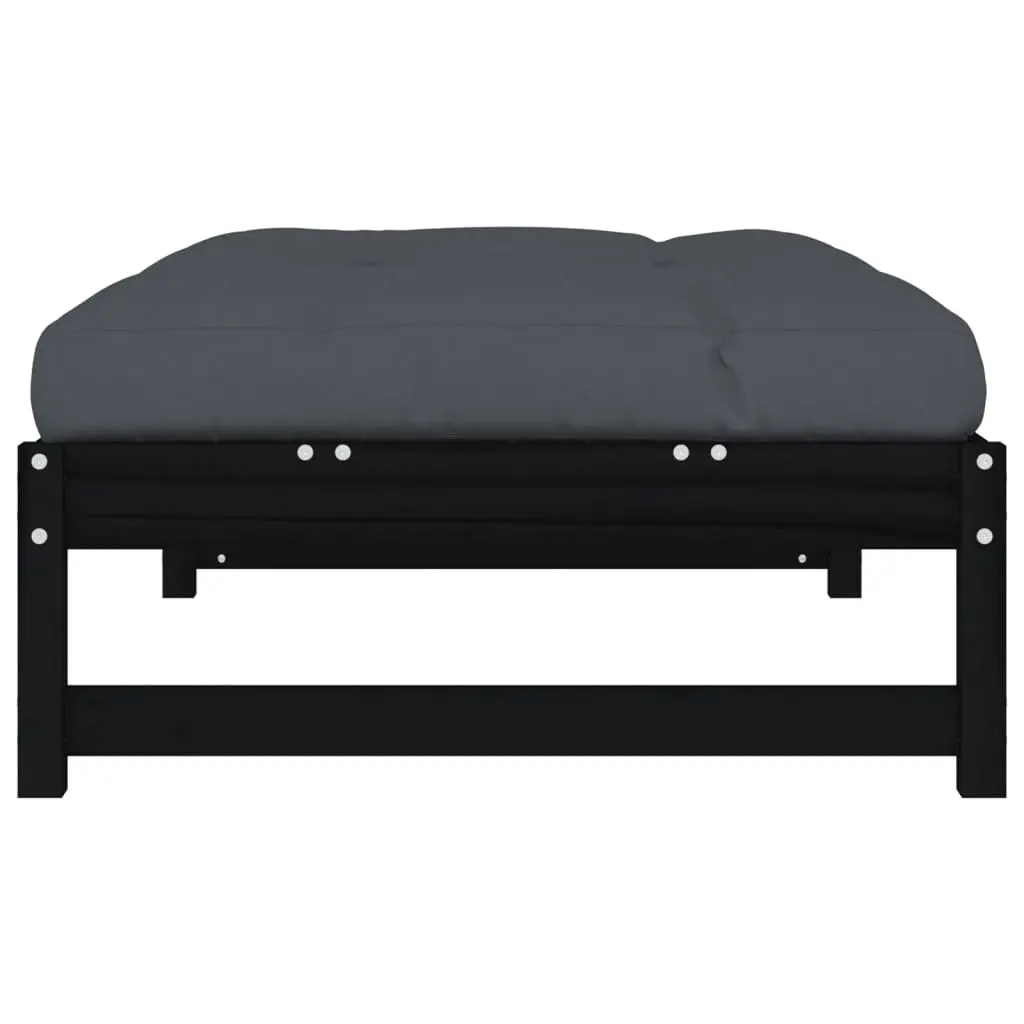 Garden Footstool Ottoman Black 120x80 cm Solid Wood Pine Slatted Design