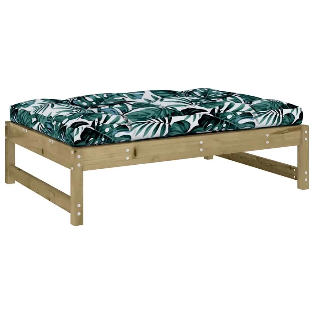 Garden Footstool Wooden Frame Cushion 120 x 80 cm Brown